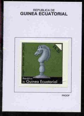 Equatorial Guinea 1976 Chessmen 30EK Knight (Burmese 19th Century) proof in issued colours mounted on small card - as Michel 961