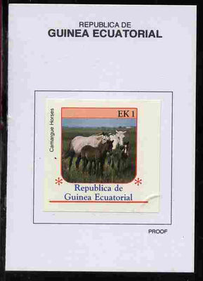 Equatorial Guinea 1976 Horses 1EK Camargue proof in issued colours mounted on small card - as Michel 805