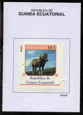 Equatorial Guinea 1976 Horses 5EK Belgier proof in issued colours mounted on small card - as Michel 807