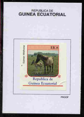 Equatorial Guinea 1976 Horses 8EK Dulmen Wildhorse proof in issued colours mounted on small card - as Michel 808