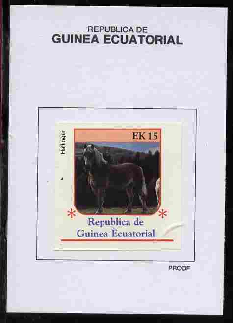 Equatorial Guinea 1976 Horses 15EK Haflinger proof in issued colours mounted on small card - as Michel 809