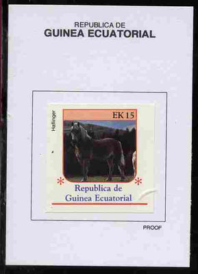 Equatorial Guinea 1976 Horses 15EK Haflinger proof in issued colours mounted on small card - as Michel 809