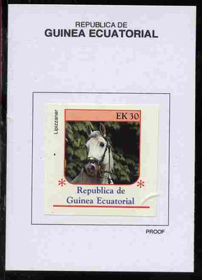 Equatorial Guinea 1976 Horses 30EK Lipizzaner proof in issued colours mounted on small card - as Michel 810