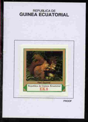 Equatorial Guinea 1977 European Animals 8EK Red Squirrel proof in issued colours mounted on small card - as Michel 1140