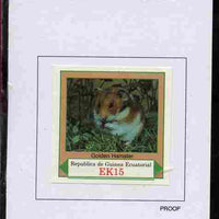 Equatorial Guinea 1977 European Animals 15EK Golden Hamster proof in issued colours mounted on small card - as Michel 1141
