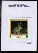 Equatorial Guinea 1977 European Animals 30EK European Hare proof in issued colours mounted on small card - as Michel 1142