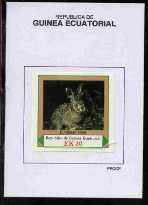 Equatorial Guinea 1977 European Animals 30EK European Hare proof in issued colours mounted on small card - as Michel 1142