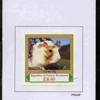 Equatorial Guinea 1977 European Animals 60EK Guinea Pig proof in issued colours mounted on small card - as Michel 1143