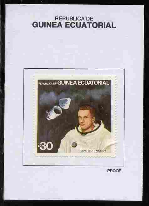 Equatorial Guinea 1978 USA Astronauts 30EK David Scott proof in issued colours mounted on small card - as Michel 1416
