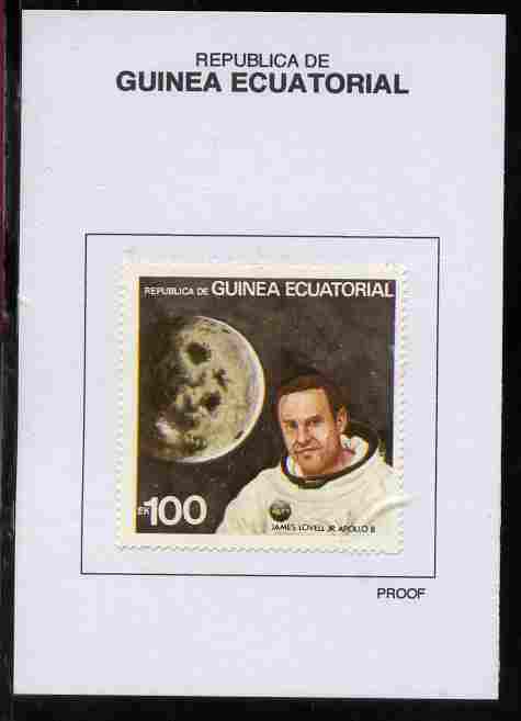 Equatorial Guinea 1978 USA Astronauts 100EK James Lovell Jr proof in issued colours mounted on small card - as Michel 1418