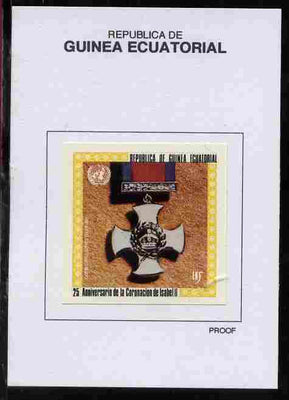 Equatorial Guinea 1978 Coronation 25th Anniversary (Medals) 5EK Distinguished Service Order 1886 proof in issued colours mounted on small card - as Michel 1388