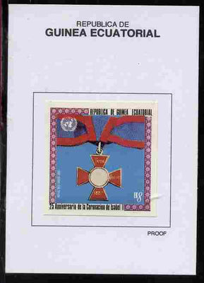 Equatorial Guinea 1978 Coronation 25th Anniversary (Medals) 8EK Royal Red Cross 1883 proof in issued colours mounted on small card - as Michel 1389