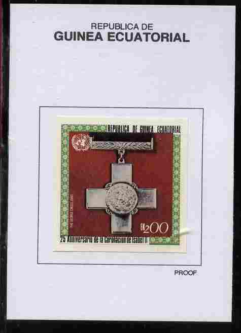 Equatorial Guinea 1978 Coronation 25th Anniversary (Medals) 200EK The George Cross 1940 proof in issued colours mounted on small card - as Michel 1393