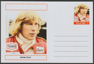 Palatine (Fantasy) Personalities - James Hunt (F1) glossy postal stationery card unused and fine