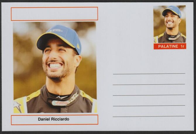 Palatine (Fantasy) Personalities - Daniel Ricciardo (F1) glossy postal stationery card unused and fine