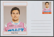 Palatine (Fantasy) Personalities - Sergio Perez (F1) glossy postal stationery card unused and fine