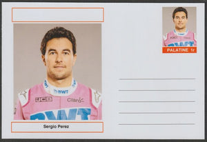 Palatine (Fantasy) Personalities - Sergio Perez (F1) glossy postal stationery card unused and fine