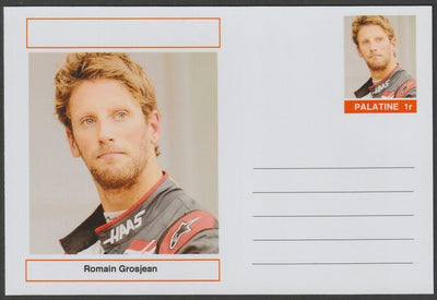 Palatine (Fantasy) Personalities - Romain Grosjean (F1) glossy postal stationery card unused and fine