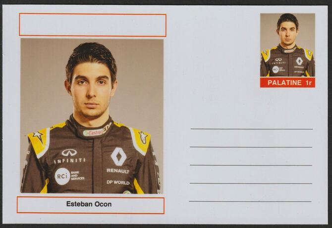 Palatine (Fantasy) Personalities - Esteban Ocon (F1) postal stationery card unused and fine