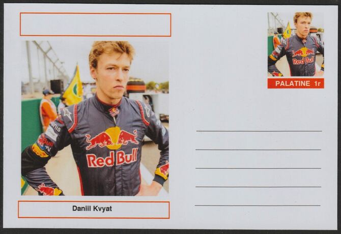 Palatine (Fantasy) Personalities - Daniil Kvyat (F1) glossy postal stationery card unused and fine