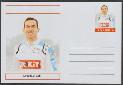 Palatine (Fantasy) Personalities - Nicholas Latifi (F1) glossy postal stationery card unused and fine