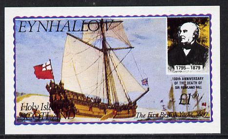 Eynhallow 1979 Rowland Hill (The First British Yacht) imperf souvenir sheet (£1 value) unmounted mint