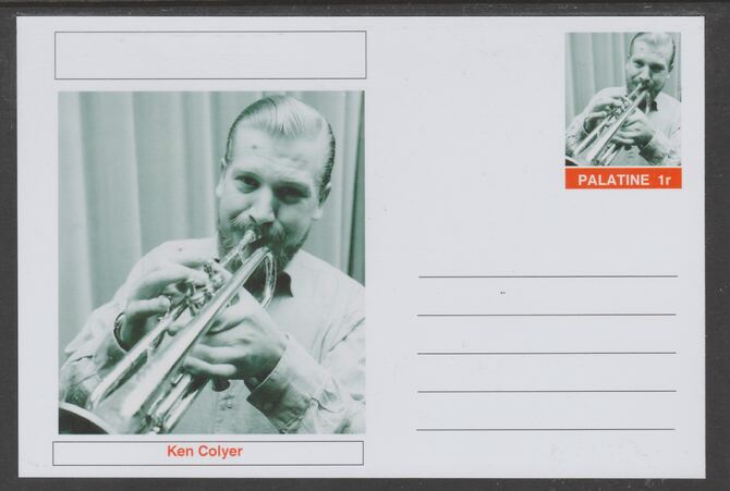 Palatine (Fantasy) Personalities - Ken Colyer glossy postal stationery card unused and fine
