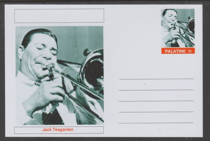 Palatine (Fantasy) Personalities - Jack Teagarden glossy postal stationery card unused and fine