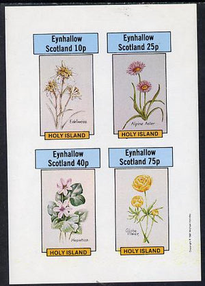 Eynhallow 1981 Flowers #03 (Edelweiss, Alpine Aster, Hepatica & Globe Flower) imperf,set of 4 values (10p to 75p) unmounted mint