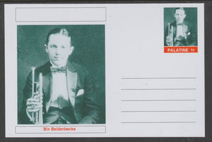 Palatine (Fantasy) Personalities - Bix Beiderbecke glossy postal stationery card unused and fine