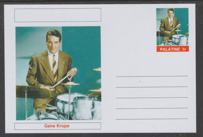 Palatine (Fantasy) Personalities - Gene Krupa glossy postal stationery card unused and fine