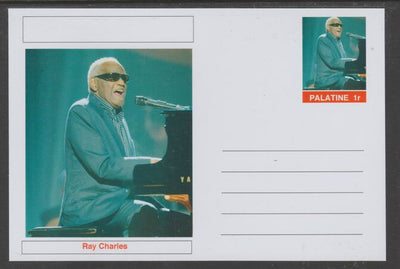 Palatine (Fantasy) Personalities - Ray Charles glossy postal stationery card unused and fine
