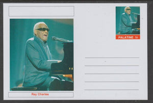 Palatine (Fantasy) Personalities - Ray Charles glossy postal stationery card unused and fine