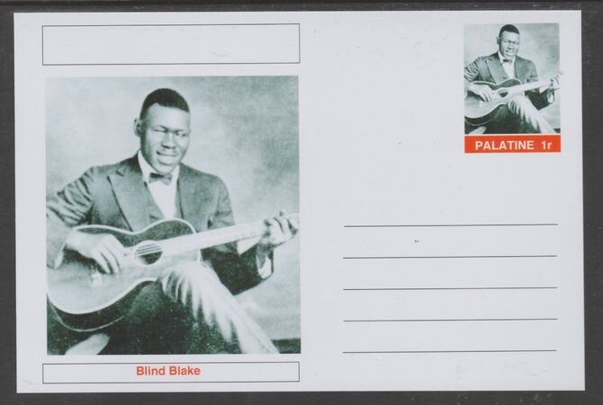 Palatine (Fantasy) Personalities - Blind Blake glossy postal stationery card unused and fine