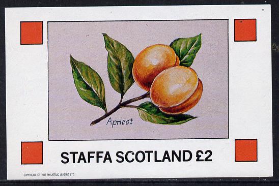 Staffa 1982 Fruits (Apricot) imperf deluxe sheet (£2 value) unmounted mint