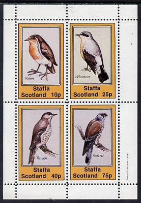 Staffa 1981 Birds #04 (Robin, Wheatear, Thrush & Kestrel) perf,set of 4 values (10p to 75p) unmounted mint