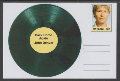 Mayling (Fantasy) Greatest Hits - John Denver - Back Home Again - glossy postal stationery card unused and fine