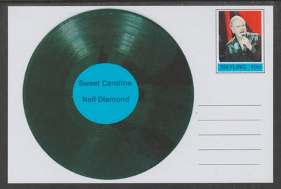 Mayling (Fantasy) Greatest Hits - Neil Diamond - Sweet Caroline - glossy postal stationery card unused and fine