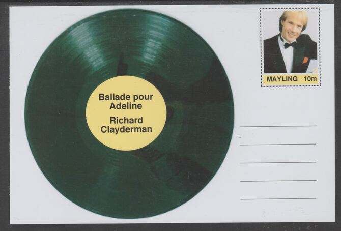 Mayling (Fantasy) Greatest Hits - Richard Clayderman - Ballade pour Adeline - glossy postal stationery card unused and fine
