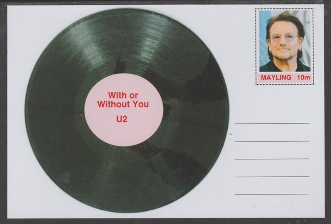 Mayling (Fantasy) Greatest Hits - U2 - With or Without You - glossy postal stationery card unused and fine