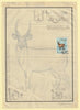 Somalia 1968 Antelope 1s50 Original artwork rough essay on tracing paper by Corrado Mancioli comprising a) the animal and b) the frame, minor  wrinkles image size 140 x 200 mm as SG481