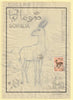 Somalia 1968 Antelope 1s80 Original artwork rough essay on tracing paper by Corrado Mancioli comprising a) the animal and b) the frame, minor  wrinkles image size 140 x 200 mm as SG482