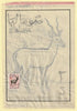 Somalia 1968 Antelope 2s Original artwork rough essay on tracing paper by Corrado Mancioli comprising a) the animal and b) the frame, minor  wrinkles image size 140 x 200 mm as SG483