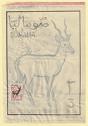 Somalia 1968 Antelope 2s Original artwork rough essay on tracing paper by Corrado Mancioli comprising a) the animal and b) the frame, minor  wrinkles image size 140 x 200 mm as SG483