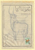 Somalia 1968 Antelope 5s Original artwork rough essay on tracing paper by Corrado Mancioli comprising a) the animal and b) the frame, minor  wrinkles image size 140 x 200 mm as SG484