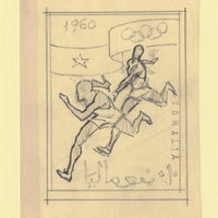 Somalia 1960 Olympic Games 10c Relay Race Original artwork rough essay on tracing paper by Corrado Mancioli image size 90 x 120 mm similar to SG361