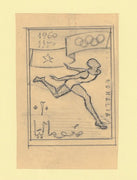 Somalia 1960 Olympic Games 45c Runner Breaking Tape Original artwork rough essay on tracing paper by Corrado Mancioli image size 90 x 120 mm similar to SG362