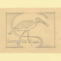 Somalia 1959 Water Birds Original artwork rough essay on tracing paper showing bird in 'S' emblem image size 100 x 70 mm as SG 334-339 series (96038)