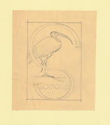 Somalia 1959 Water Birds Original artwork rough essay on tracing paper showing bird in 'S' emblem image size 70 x 100 mm as SG 334-339 series (96040)