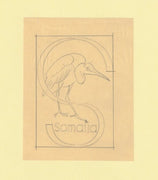 Somalia 1959 Water Birds Original artwork rough essay on tracing paper showing bird in 'S' emblem image size 70 x 100 mm as SG 334-339 series (96042)